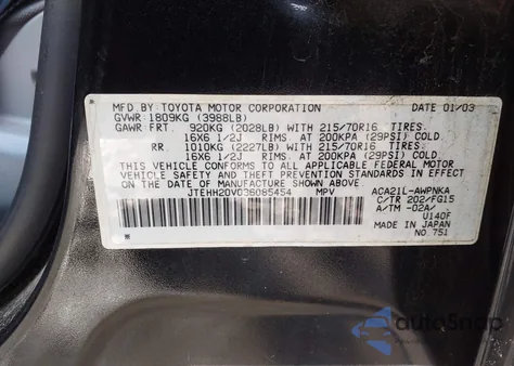 2003 Toyota Rav4 z USA, uszkodzony, nr VIN JTEHH20V036085454